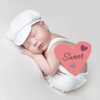 Подпори за фотосесия на новородено, комплект костюми под формата на шапка за момичета и момчета, шапка в райе, Панталони, гащеризони, реквизит за снимки за бебе от 0-1 месеца