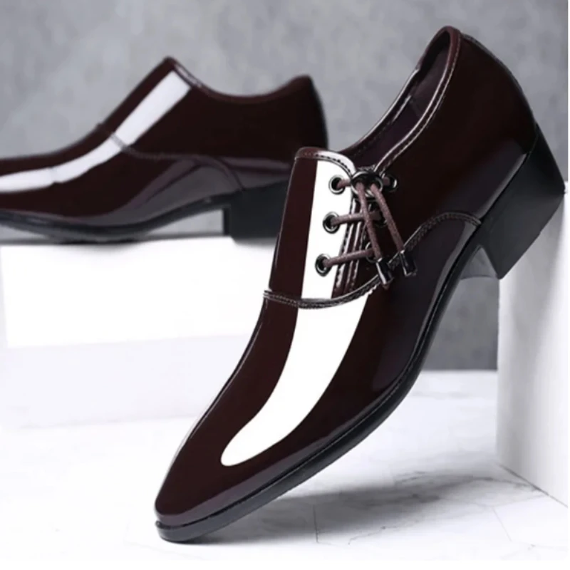 2023 Класически Бизнес Мъжки Обувки За Обличане, Модни Официални Сватбени Обувки, Мъжки Офис Обувки-Oxfords без Закопчалка за Мъже, Кафяви Обувки