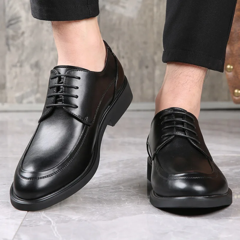 Мъжки обувки; Сезон Пролет-лято; Нов мъжки Кожени обувки; Мъжки Дишаща Бизнес Ежедневни обувки с мека подметка за бащи на средна възраст