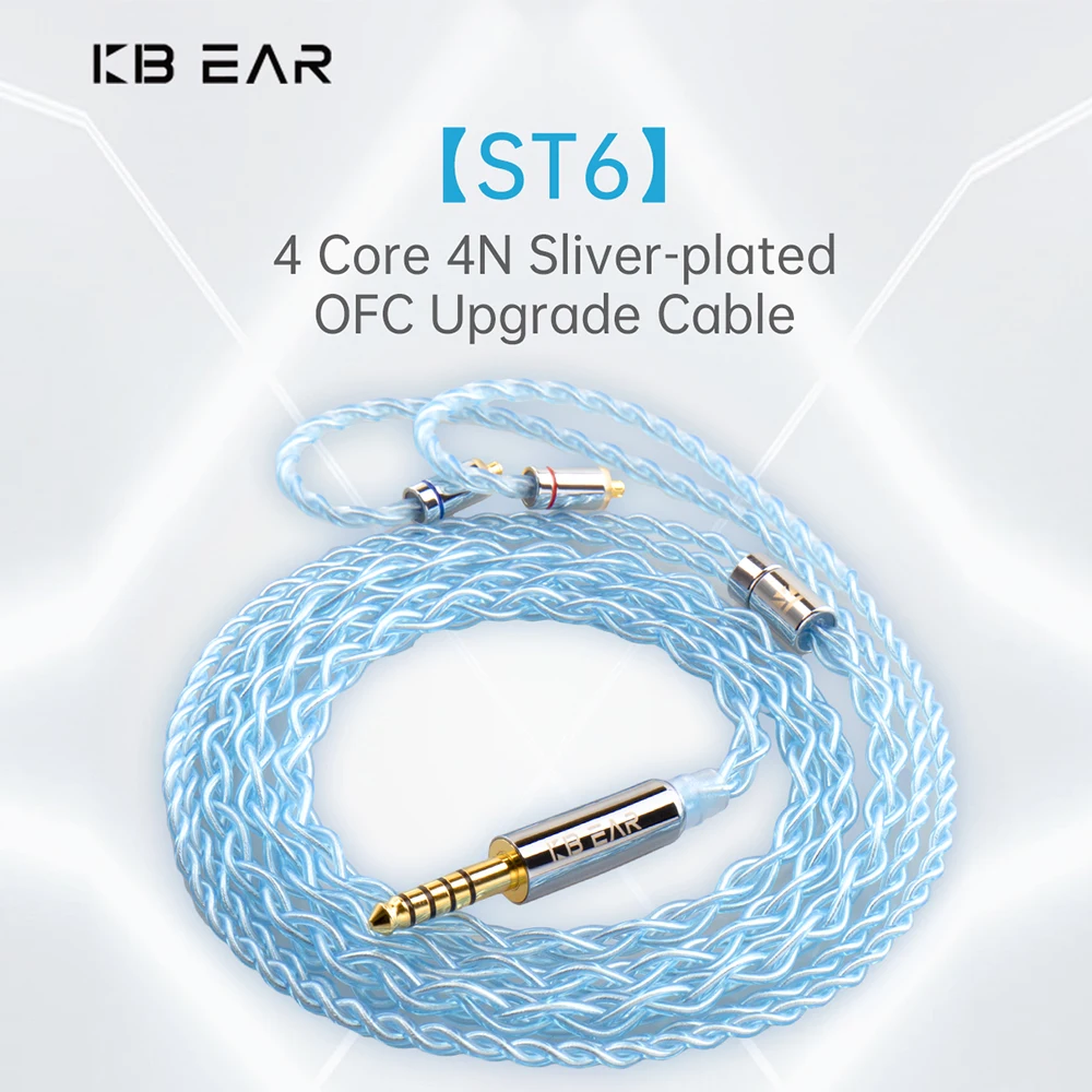 Актуализация слушалки KBEAR ST6 HIFI IEMs MMCX с кабел Crystal 4 на проводниците 2.5/3.5/4.4 ММ QDC / 2PIN Конектор 4N от недостиг на кислород мед със сребърно покритие