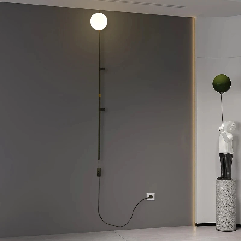 Стенен лампа в скандинавски стил за спалня с led подсветка и превключвател за всекидневната, проста и модерна, без връзка на кабела, стенни лампа за моделиране на хотела