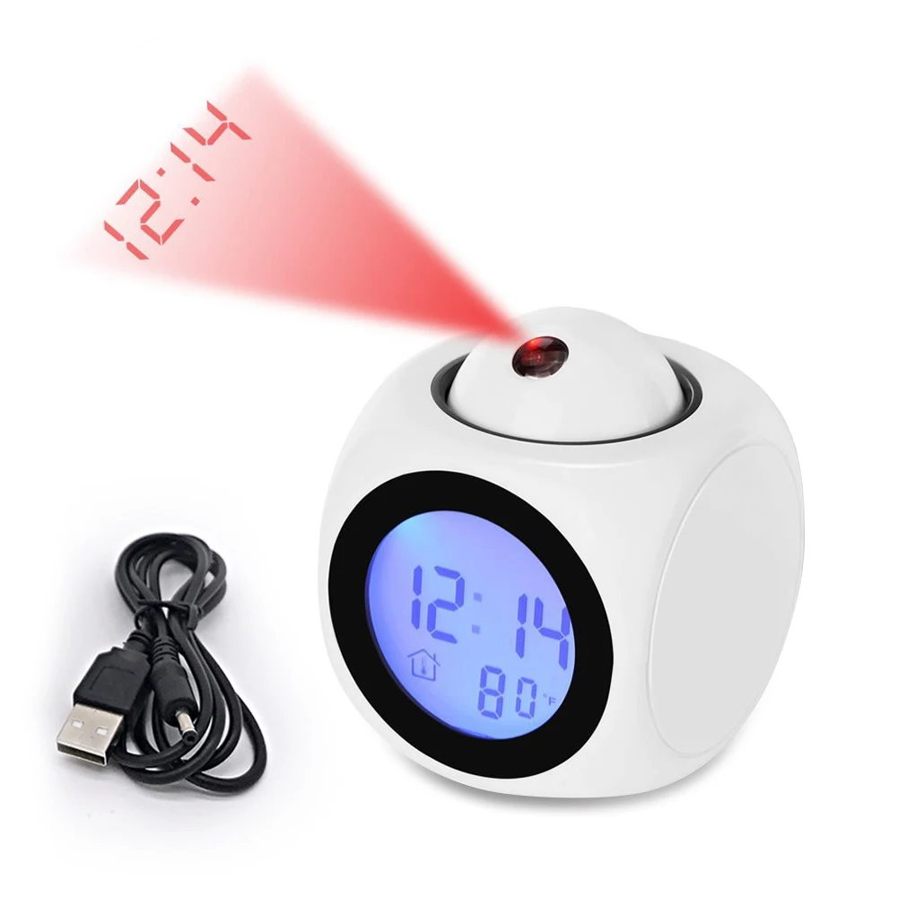 1 / 2 ЕЛЕМЕНТА alarm clock, Електронни Настолни Цифров часовник с камбана, Проектор, Измерване на температура, термометър за хола и пътуване