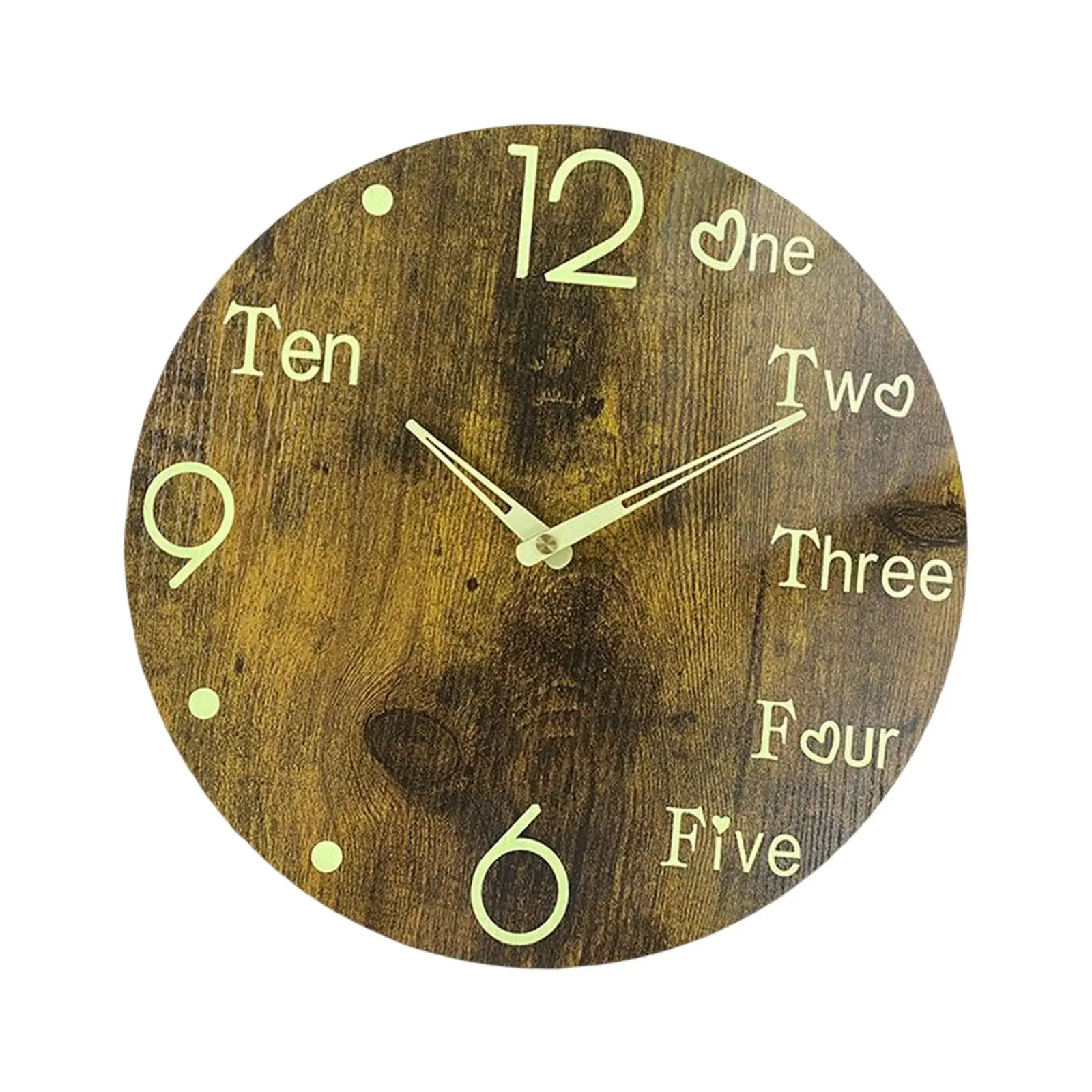 12-инчови светещи стенен часовник в дървена дизайна, не тикающие нощни светлини Светят в
