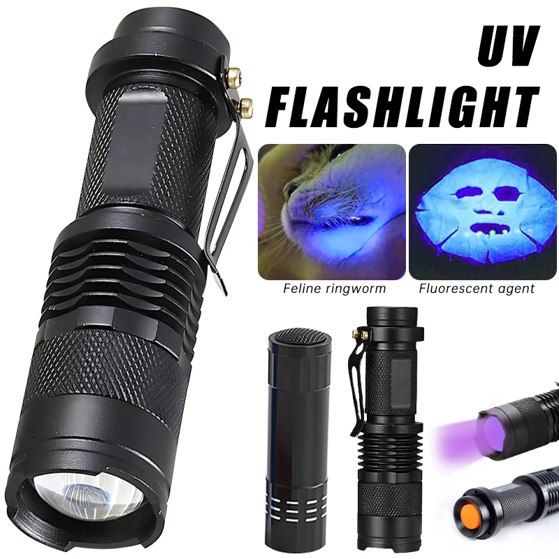 UV led фенерче, Преносим ултравиолетово фенерче с дължина на вълната 395 / 365 нм, виолетова светлина, Инструменти за откриване на петна от урина на домашни любимци, Скорпион