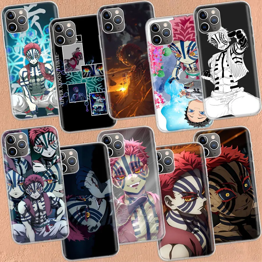 Аниме Akaza Demon Slayer Прозрачен Калъф За iPhone 11 13 14 Pro 15 Pro Max 12 Mini SE 2020 XR XS X Max 7 8 Plus Прозрачен Калъф За Телефон от TPU