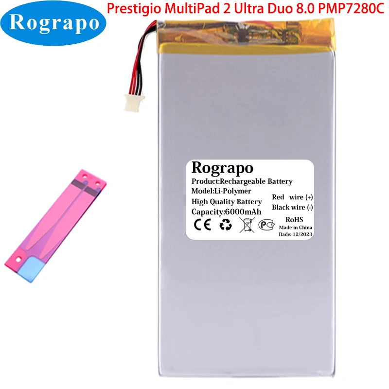 Нова батерия за таблет Prestigio MultiPad 2 Ultra Duo 3,7 6000 mah 8,0 PMP7280C с 4-кабелен конектор