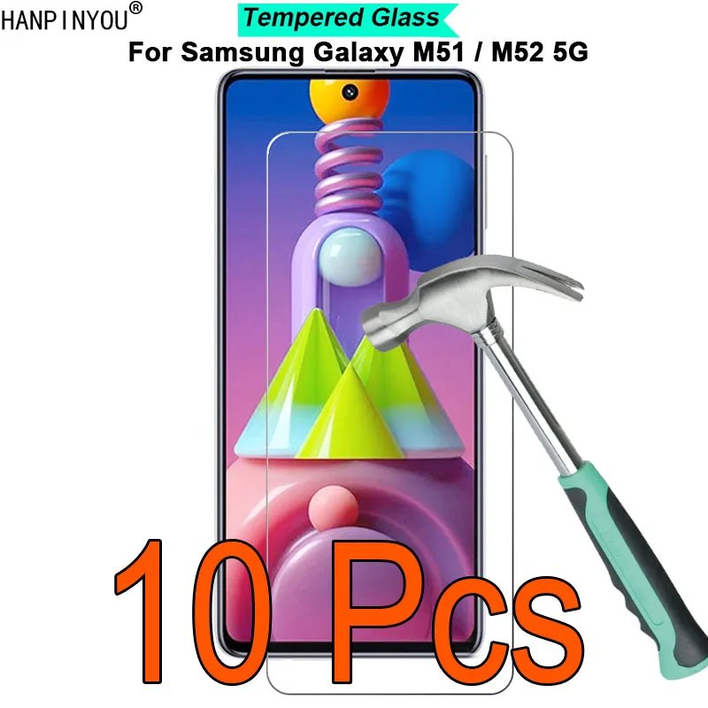 10 бр./лот за Samsung Galaxy M51 M515 / M52 Твърдост 5G 9H, защитен слой от закалено стъкло 2.5 D, защитен слой от закалено стъкло