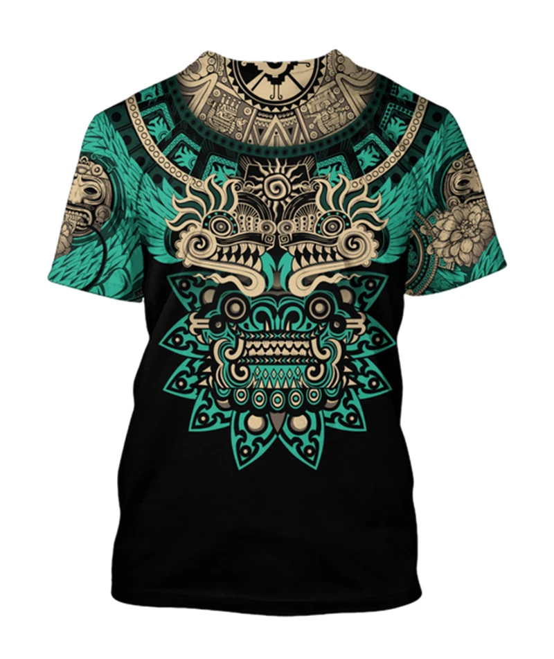Мъжка тениска С 3D Принтом Мексиканските Ацтеки, Ретро Класическа Тениска Harajuku, Модерен Летен Тренд, Градинска Дрехи, Широки Блузи С Къс Ръкав y2k