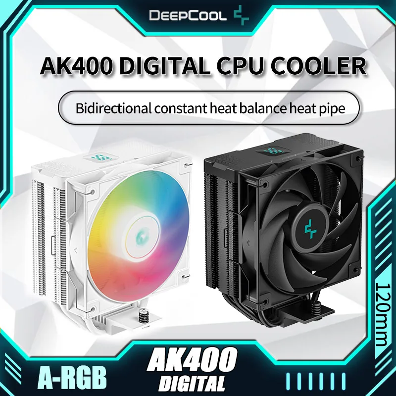 Цифров процесора охладител DeepCool AG400 с 4 топлинна Тръби Безшумен Дебел Кула FDB Fan LGA1700 2011 2066 115X 1200 AM4 AM5 Бял 220 W