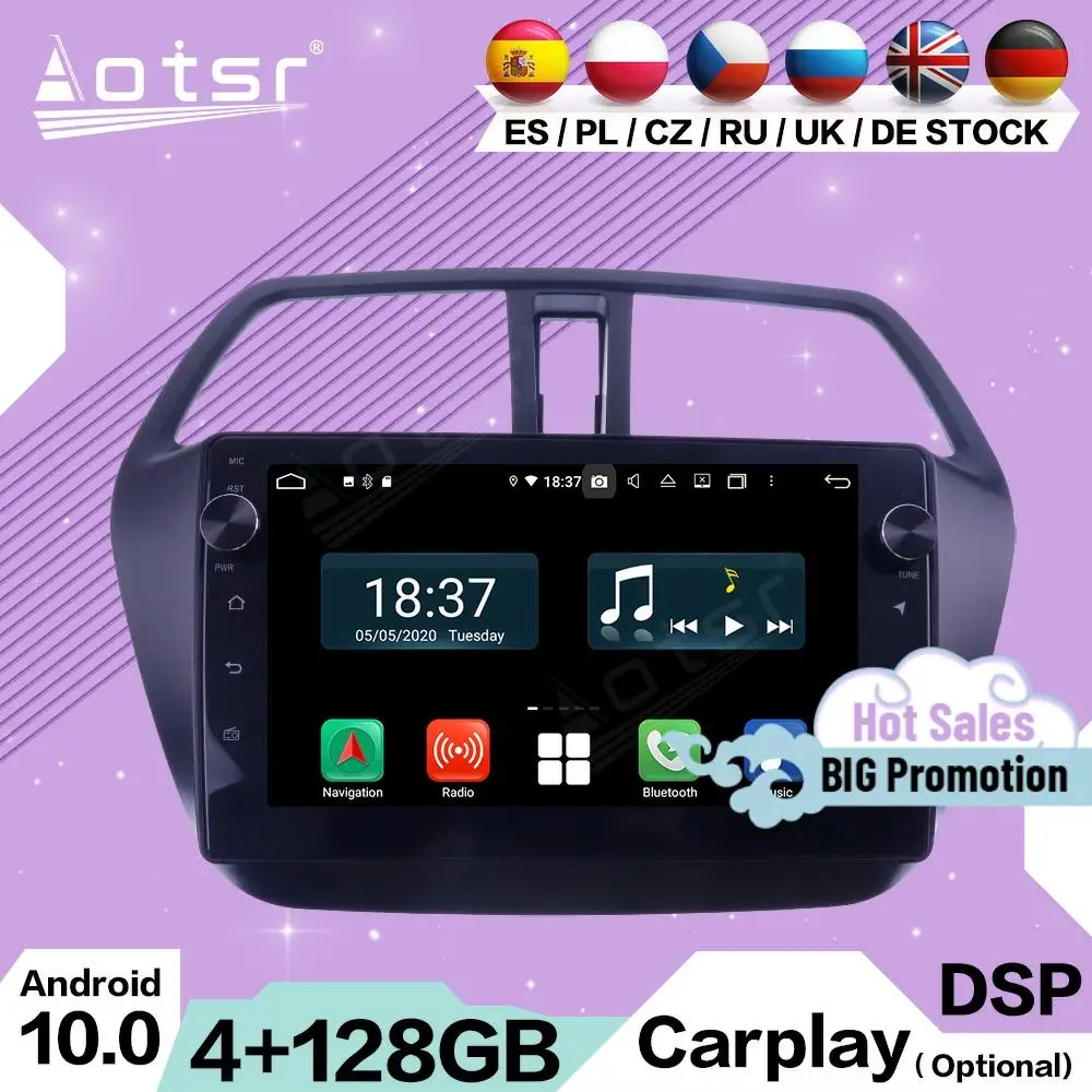 128 Г, 2 Din Carplay Мултимедия Стерео Android 10 За Suzuki SX4 S-cross 2013 2014 2015 2016 2017 GPS Navi Auto Приемник Главното Устройство