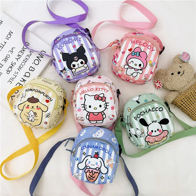 Kawaii Miniso Sanrio Детска чанта през рамо Hello Kitty Kuromi Girls Чанта през рамо Hello Kitty Пу чантата си за дреболии студентски подаръци