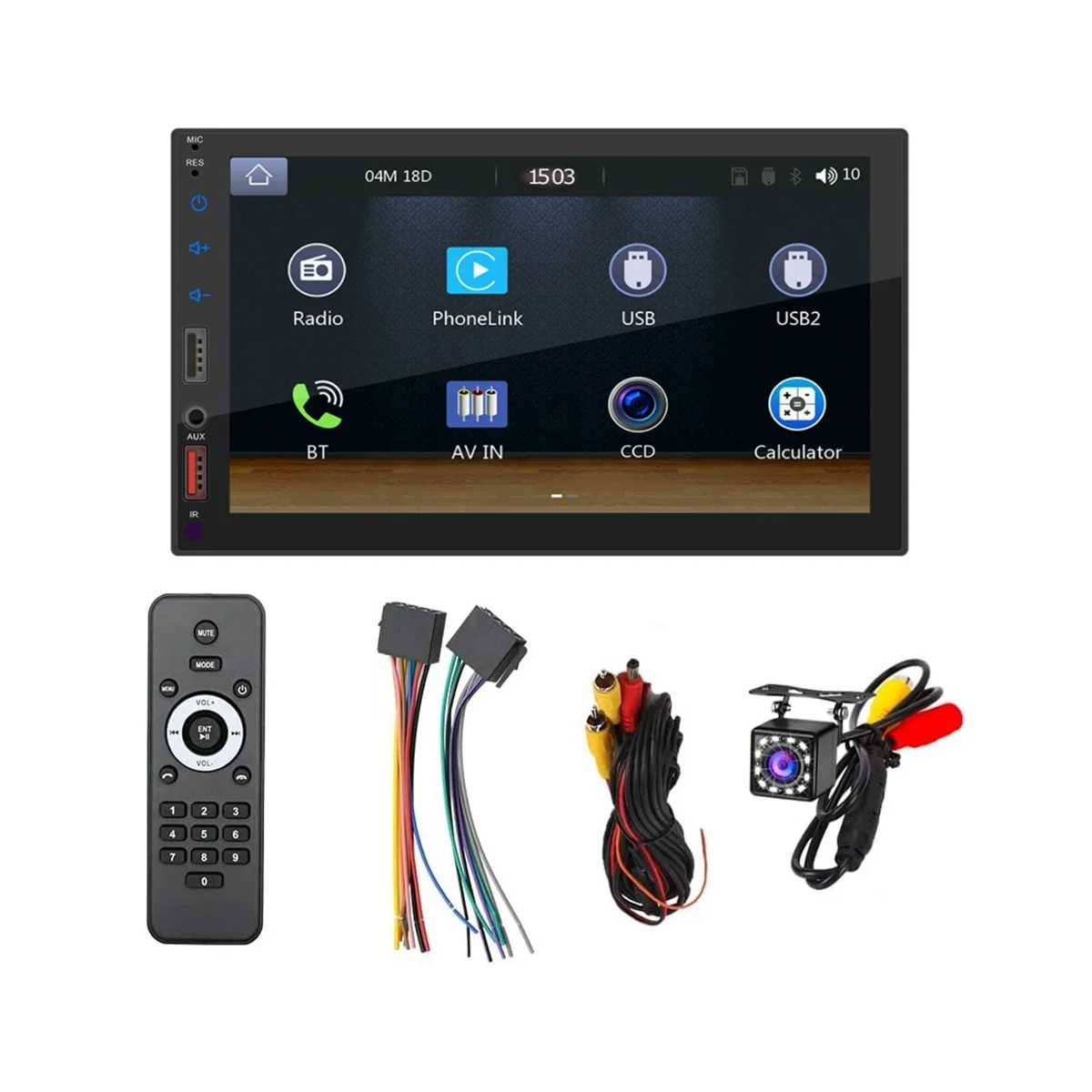 7-инчовата автомобилна стерео система с двоен Din CarPlay Android Auto Mirror-Link, мултимедиен плеър с чувствителен на допир екран, Bluetooth-радио, Камера, USB