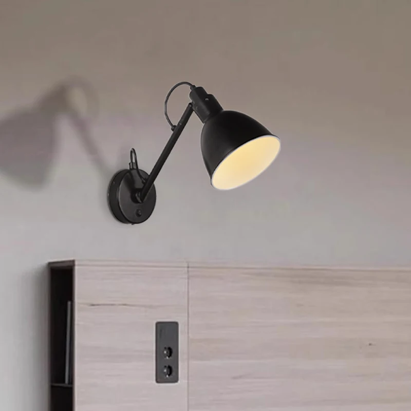 Модерен стенен лампа за спални, Скандинавски въртящо стенни лампи, led, с монтиран на стената лампа за домашен интериор, вътрешен, лампа за дневна / кабинет